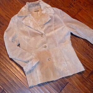 Guess Vintage Leather Tan Shearling Ranch Suede Jacket Coat Medium New